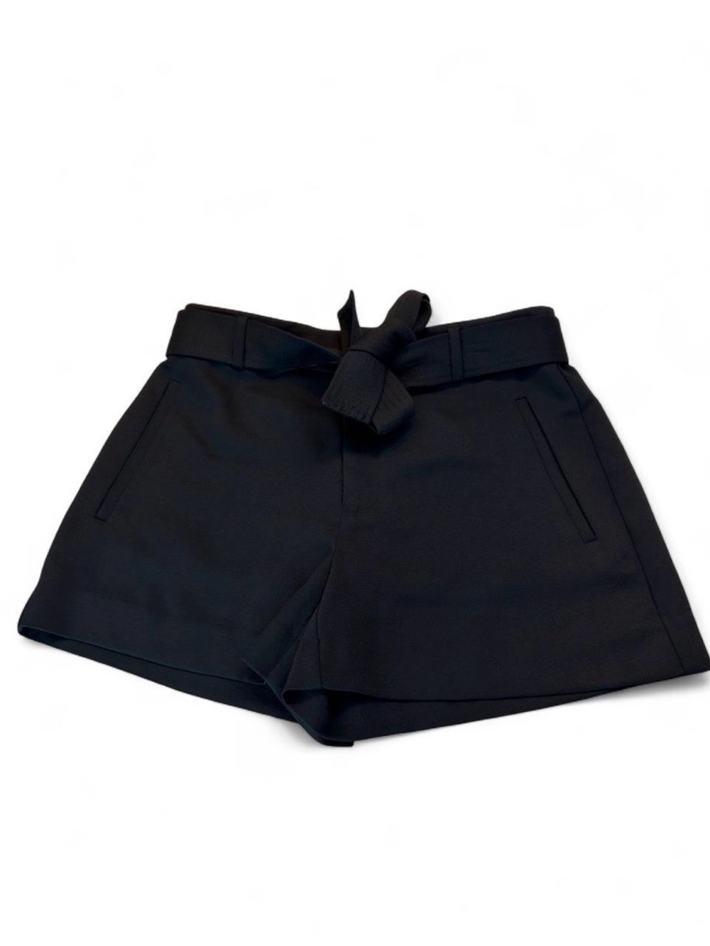 Nine West Black High-Waist Tie-Belt Shorts